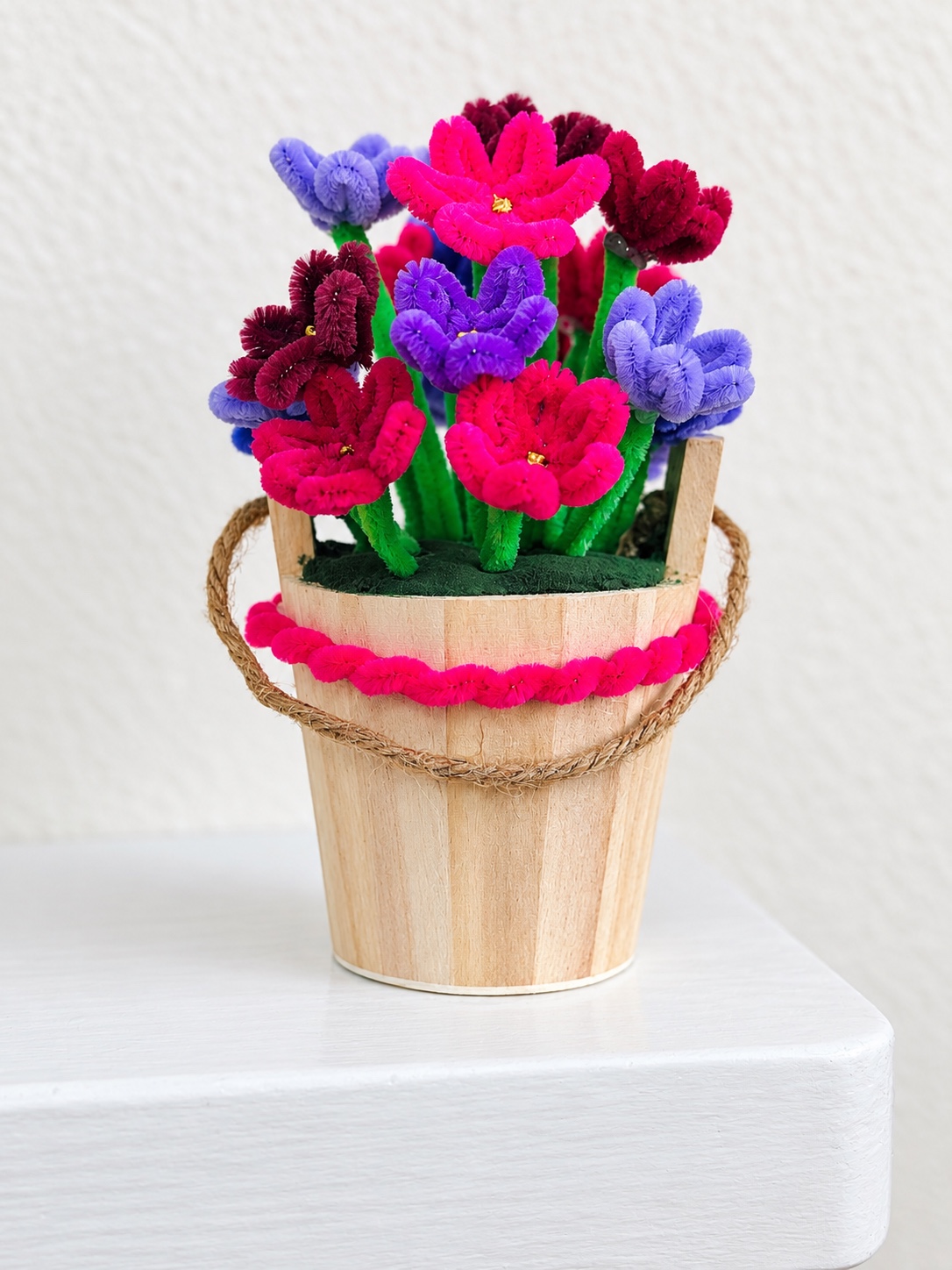 Bright basket of blooms — handcrafted flower arrangement