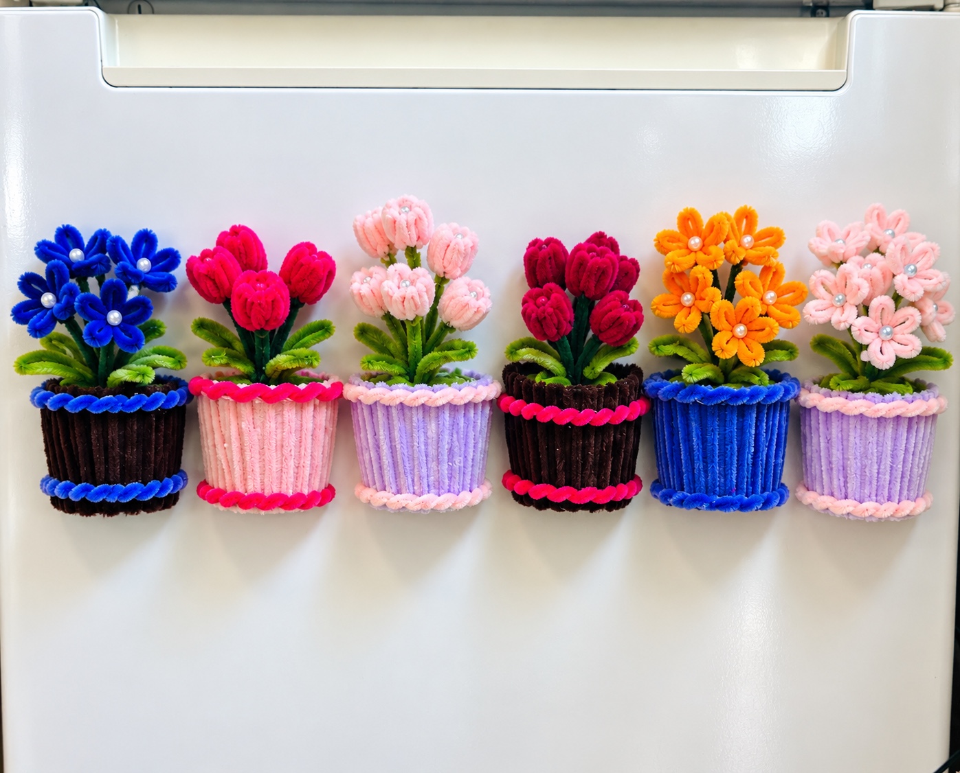 Colourful fridge flower pots — handcrafted flower collection